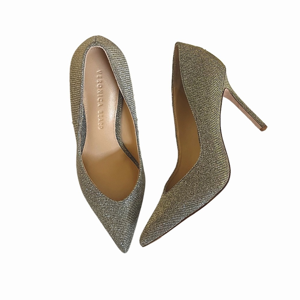 Veronica Beard Nathalia Metallic Pointy Toe Heels - Picture 4 of 11